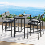 NNEDSZ Gardeon Outdoor Bar Set 5-Piece Patio Dining Chairs Aluminium Table Stools