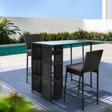 NNEDSZ Gardeon 3-Piece Outdoor Bar Set Patio Dining Chairs Wicker Table Stools