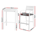 NNEDSZ Outdoor Bar Set Stools 3-Piece Dining Chairs Table Patio Aluminium Bistro Set