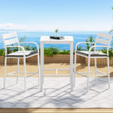 NNEDSZ Outdoor Bar Set Stools 3-Piece Dining Chairs Table Patio Aluminium Bistro Set