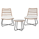 NNEDSZ Gardeon 3PC Outdoor Setting Wicker Bistro Set Table Chairs Patio Furniture Brown