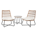 NNEDSZ Gardeon 3PC Outdoor Setting Wicker Bistro Set Table Chairs Patio Furniture Brown