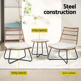 NNEDSZ Gardeon 3PC Outdoor Setting Wicker Bistro Set Table Chairs Patio Furniture Brown
