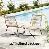 NNEDSZ Gardeon 3PC Outdoor Setting Wicker Bistro Set Table Chairs Patio Furniture Brown