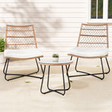 NNEDSZ Gardeon 3PC Outdoor Setting Wicker Bistro Set Table Chairs Patio Furniture Brown