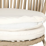 NNEDSZ 3PC Outdoor Bistro Set Patio Furniture Rope Setting Chairs Table Beige