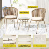 NNEDSZ 3PC Outdoor Bistro Set Patio Furniture Rope Setting Chairs Table Beige