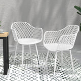 NNEDSZ 4PC Outdoor Dining Chairs PP Lounge Chair Patio Furniture Garden White