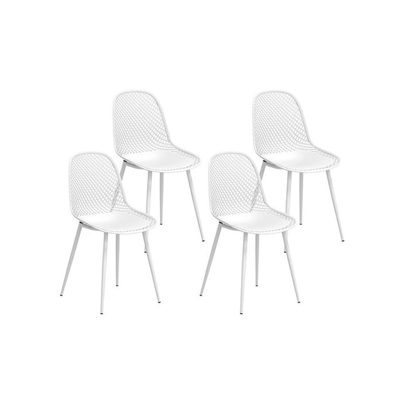 NNEDSZ Gardeon 4PC Outdoor Dining Chairs PP Lounge Chair Patio Garden Furniture White