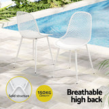 NNEDSZ Gardeon 4PC Outdoor Dining Chairs PP Lounge Chair Patio Garden Furniture White