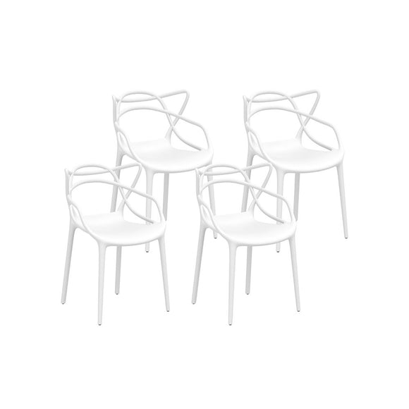 NNEDSZ 4PC Outdoor Dining Chairs PP Portable Stackable Chair Patio Furniture White