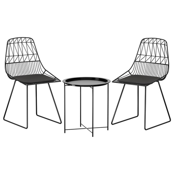 NNEDSZ 3PC Outdoor Bistro Set Patio Furniture Lounge Chairs Table Garden