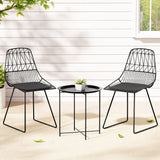 NNEDSZ 3PC Outdoor Bistro Set Patio Furniture Lounge Chairs Table Garden