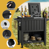 NNEDSZ Outdoor Storage Cabinet Box 80L Ice Bucket Cooler Rolling Serving Cart Kitchen Trolley
