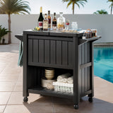 NNEDSZ Outdoor Storage Cabinet Box 80L Ice Bucket Cooler Rolling Serving Cart Kitchen Trolley