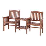 NNEDSZ Gardeon Outdoor Garden Bench Loveseat Wooden Table Chairs Patio Furniture Brown