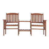 NNEDSZ Gardeon Outdoor Garden Bench Loveseat Wooden Table Chairs Patio Furniture Brown