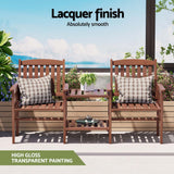 NNEDSZ Gardeon Outdoor Garden Bench Loveseat Wooden Table Chairs Patio Furniture Brown