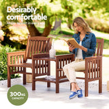 NNEDSZ Gardeon Outdoor Garden Bench Loveseat Wooden Table Chairs Patio Furniture Brown