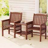 NNEDSZ Gardeon Outdoor Garden Bench Loveseat Wooden Table Chairs Patio Furniture Brown