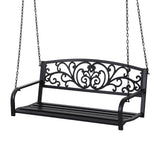 NNEDSZ Gardeon Outdoor Porch Swing Chair Patio Furniture Floral Backrest 2 Seater Black