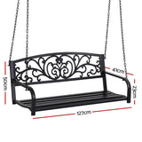 NNEDSZ Gardeon Outdoor Porch Swing Chair Patio Furniture Floral Backrest 2 Seater Black