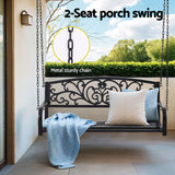 NNEDSZ Gardeon Outdoor Porch Swing Chair Patio Furniture Floral Backrest 2 Seater Black