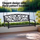 NNEDSZ Gardeon Outdoor Porch Swing Chair Patio Furniture Floral Backrest 2 Seater Black
