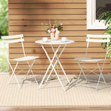 NNEDSZ Gardeon 3PC Outdoor Bistro Set Steel Table and Chairs Patio Furniture White