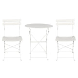 NNEDSZ Gardeon 3PC Outdoor Bistro Set Steel Table and Chairs Patio Furniture White