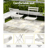 NNEDSZ Gardeon 3PC Outdoor Bistro Set Steel Table and Chairs Patio Furniture White