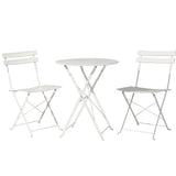 NNEDSZ Gardeon 3PC Outdoor Bistro Set Steel Table and Chairs Patio Furniture White