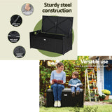 NNEDSZ Gardeon Outdoor Storage Bench Box Wicker Garden Sheds Tools Cushion Patio Furniture Black