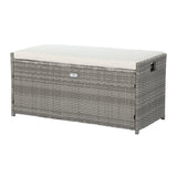 NNEDSZ Outdoor Storage Bench Box Wicker Garden Sheds Tools Cushion Patio Furniture Grey