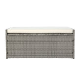 NNEDSZ Outdoor Storage Bench Box Wicker Garden Sheds Tools Cushion Patio Furniture Grey