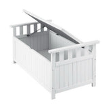 NNEDSZ Gardeon Outdoor Storage Bench Box Wooden Garden Toy Tool Patio Furniture White
