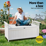 NNEDSZ Gardeon Outdoor Storage Bench Box Wooden Garden Toy Tool Patio Furniture White