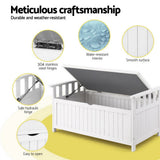 NNEDSZ Gardeon Outdoor Storage Bench Box Wooden Garden Toy Tool Patio Furniture White