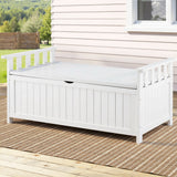 NNEDSZ Gardeon Outdoor Storage Bench Box Wooden Garden Toy Tool Patio Furniture White