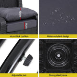 NNEDSZ Gardeon 3PC Outdoor Furniture Bistro Set Lounge Wicker Swivel Chairs Table Cushion Black