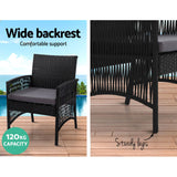 NNEDSZ Gardeon 4PCS OutdoorSofa Set with Storage Cover Wicker Harp Chair Table Black
