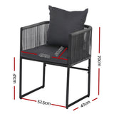 Gardeon 2PC Outdoor Dining Chairs Woven Rope Chair Patio Furniture Garden Steel