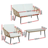 NNEDSZ Gardeon 4-Piece Outdoor Sofa Set Rattan Lounge Setting Table Chairs