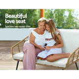 NNEDSZ Gardeon 4-Piece Outdoor Sofa Set Rattan Lounge Setting Table Chairs