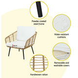 NNEDSZ Gardeon 4-Piece Outdoor Sofa Set Rattan Lounge Setting Table Chairs