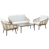 NNEDSZ Gardeon 4-Piece Outdoor Sofa Set Rattan Lounge Setting Table Chairs
