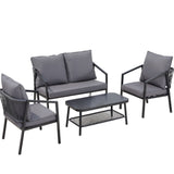 NNEDSZ Gardeon 4 Seater Outdoor Sofa Set 4PCS Table Chair Setting Patio Furniture