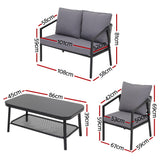 NNEDSZ Gardeon 4 Seater Outdoor Sofa Set 4PCS Table Chair Setting Patio Furniture