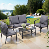 NNEDSZ Gardeon 4 Seater Outdoor Sofa Set 4PCS Table Chair Setting Patio Furniture