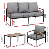 NNEDSZ Gardeon 5 Seater Outdoor Sofa Set 4PCS Table Chair Garden Bench Patio Furniture
